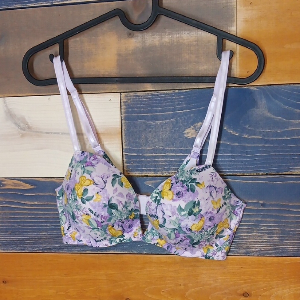 Victoria's Secret Freedom Cloud Push-up Bra 34 D Floral Purple
